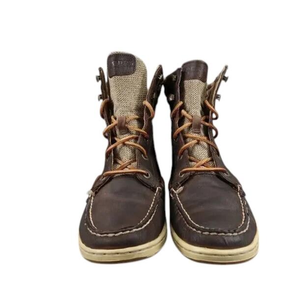 Sperry Shoes Womens 7.5 Boots Hikerfish Lace Up Moc Toe Leather Top Sider Brown - Picture 8 of 15